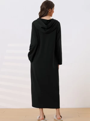 Cheibear Womens Robe Zip Front Hooded House Dress Nightshirt Housecoat Hoodie Long Bathrobe 2 Cheibear Womens Robe Zip Front Hooded House Dress Nightshirt Housecoat Hoodie Long Bathrobe - Image 2