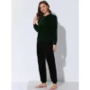 Cheibear Womens Velvet Sleepwear Long Sleeve With Pants Lounge Winter Warm Pajama Set