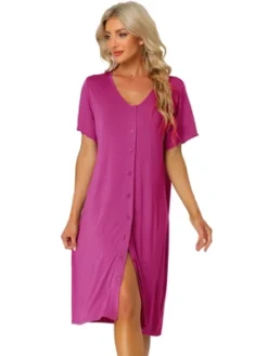 Cheibear Womens Modal Nightshirt Soft Button Down Nightgown Short Sleeve Pajama Sleepshirt -Cheibear Sales Store GUEST 4eda2ead c032 4aec bd4f 05588eb3385e