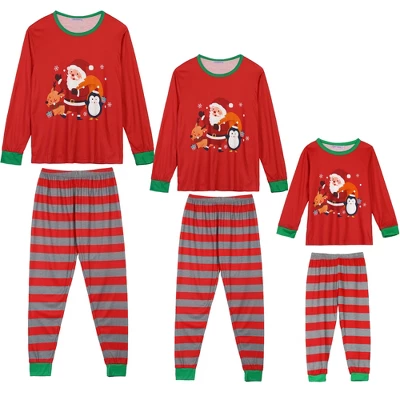 Cheibear Christmas Matching Long Sleeve Striped Pants Snowman Tee Family Pajama Set 5 Cheibear Christmas Matching Long Sleeve Striped Pants Snowman Tee Family Pajama Set - Image 5