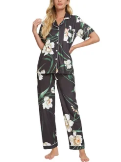 Cheibear Womens 2pcs Floral Button Down Pajama Set Nightwear Sleepwear -Cheibear Sales Store GUEST 530b01e1 b25c 4054 a2d8 0c41e1ab87b4