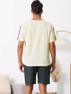 Cheibear Men's Sleepwear Short Sleeve T-Shirt With Shorts Cute Print Couple Pajama Sets 3 Cheibear Men's Sleepwear Short Sleeve T-Shirt With Shorts Cute Print Couple Pajama Sets - Image 3