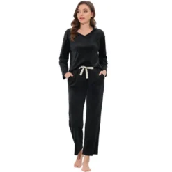 Cheibear Womens Velvet Sleepwear Tracksuits With Pockets V-Neck Lounge Sweatsuit Pajama Sets -Cheibear Sales Store GUEST 53c41b3b 1c92 44b0 9e6c 59e4ea828c8e
