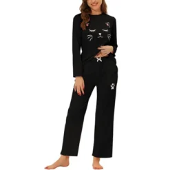 Cheibear Womens Pajama Set Nightwear Lounge Cute Cat Long Sleeve Tops With Pants Sleepwear -Cheibear Sales Store GUEST 53f828c8 3db1 44c9 af88 5b4f64c3ab9c