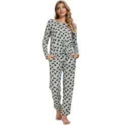 Cheibear Women's Sleepwear Lounge Soft Nightwear With Pockets Long Sleeve Pajama Set -Cheibear Sales Store GUEST 55eff940 b46b 406a 919e 4cd29001203f