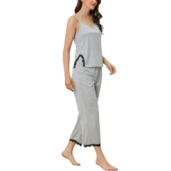 Cheibear Women's Soft Cami Top And Capri Modal Lace Trim Pajama Sleepwear Set -Cheibear Sales Store GUEST 58c51b4a ef67 4c13 82dd f5c07a7a4fae