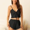 Cheibear Womens Satin Sleepwear 3pcs Cami Tops And Shorts With Robe Loungewear Pajama Set