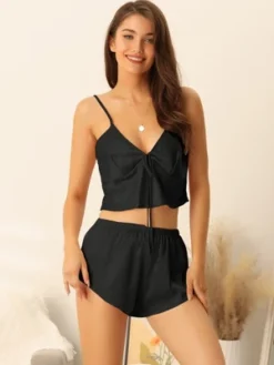 Cheibear Womens Satin Sleepwear 3pcs Cami Tops And Shorts With Robe Loungewear Pajama Set