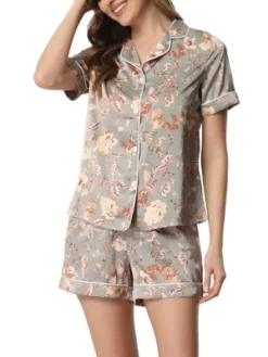 Cheibear Women's Floral Button Down Shirt With Shorts Satin Pajamas Sets -Cheibear Sales Store GUEST 5d4dd8aa 62d2 42ee 873c 7cecf251f749