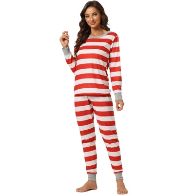 Cheibear Striped Winter Xmas Christmas Family Matching Sleepwear Set Red-Stripes 1 Cheibear Striped Winter Xmas Christmas Family Matching Sleepwear Set Red-Stripes