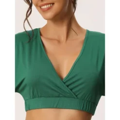 Cheibear Women's V Neck Yoga Flare Sleeve Crop Shirt And Shorts 2 Pieces Pajama Set Loungewear -Cheibear Sales Store GUEST 646500af 3656 4639 9ea4 83f94589a7da