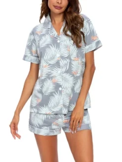 Cheibear Women's Floral Button Down Shirt Shorts Satin Pajama Set 2 Pcs -Cheibear Sales Store GUEST 65101a44 a605 487d 8f2c bd7880304158
