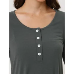 Cheibear Women's 3/4 Sleeve Maternity Lace Trim Lounge Nightgowns -Cheibear Sales Store GUEST 652a9807 deee 4533 a90c af7b8244d6ab