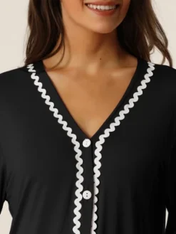 Cheibear Womens Button Down V Neck Long Sleeve Pajama Nightshirt Dress -Cheibear Sales Store GUEST 68dccf26 5eff 43f9 b160 aa7029e4c8bf