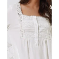 Cheibear Women's Victorian Long Sleeve Ruffle Night Gown Sleepwear With Pockets -Cheibear Sales Store GUEST 71fef19c 0332 4390 96b4 aa3780373f8e