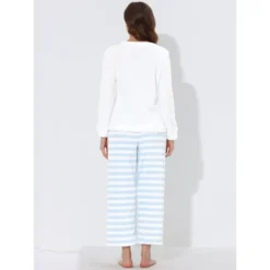 Cheibear Womens Sleepwear Flannel Lounge With Stripped Pants Winter Long Sleeve Pajama Set -Cheibear Sales Store GUEST 73333f2e 691d 4f73 8fc9 265989091670