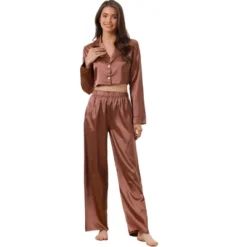 Cheibear Womens Satin Crop Button Down Long Sleeve Shirt Pants Loungwear Set 13 Cheibear Womens Satin Crop Button Down Long Sleeve Shirt Pants Loungwear Set -Cheibear Sales Store GUEST 7434c606 caa1 4a33 9e13 3afcdc7abcbb