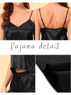 Cheibear Women's Satin Spaghetti Cami Tops Shorts Sleepwear Lounge Sets -Cheibear Sales Store GUEST 74bbd584 1790 47e8 aa57 45795aca36b8