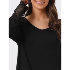 Cheibear Women's Lace Trim Long Sleeves Pull-on Nightshirt Dress -Cheibear Sales Store GUEST 76650b98 f5e0 4c59 b698 728e7fc794fb