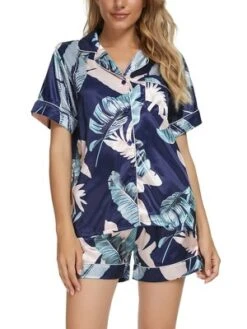 Cheibear Women's Floral Button Down Shirt Shorts Satin Pajama Set 2 Pcs -Cheibear Sales Store GUEST 7a4bfb0b 24c9 4e85 be5b 13211379b83d