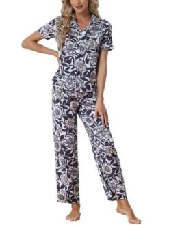 Cheibear Women's Silky Floral Short Sleeves Sleepshirt With Pants Pjs Set 2 Pcs 21 Cheibear Women's Silky Floral Short Sleeves Sleepshirt With Pants Pjs Set 2 Pcs -Cheibear Sales Store GUEST 819d5dfd 2e6d 429e a616 eaefb5a373f0