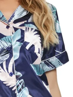 Cheibear Women's Floral Button Down Shirt Shorts Satin Pajama Set 2 Pcs -Cheibear Sales Store GUEST 859131e8 f876 4c68 879c 48cb8d6016af