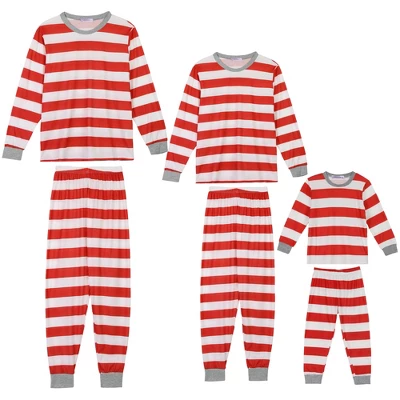 Cheibear Striped Winter Xmas Christmas Family Matching Sleepwear Set Red-Stripes 5 Cheibear Striped Winter Xmas Christmas Family Matching Sleepwear Set Red-Stripes - Image 5