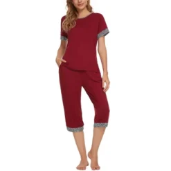 Cheibear Womens Round Neck Pajama Set With Capri Pants Casual Lounge Sleepwear 11 Cheibear Womens Round Neck Pajama Set With Capri Pants Casual Lounge Sleepwear -Cheibear Sales Store GUEST 89150e3c d5f0 46da add7 b5ae094ef42c