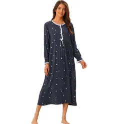 Cheibear Womens Pajamas Loungewear Long Sleeve Round Neck Midi Nightgown -Cheibear Sales Store GUEST 8a12492a 4ab7 4bba a89f 79435ebb349c