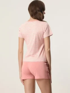 Cheibear Women's Sleepwear Short Sleeve T-Shirt With Shorts Stripe Couple Pajama Sets -Cheibear Sales Store GUEST 8d9d9bcf 799f 4c6a ba69 d314e6825666