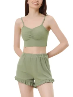 Cheibear Womens Sleepwear Knit Pajamas Spaghetti Strap Runch Front Cami Lounge PJ Set -Cheibear Sales Store GUEST 91a5a333 33d4 4d73 ad55 6f9c501a1d3f