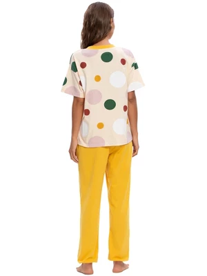 Cheibear Womens Sleepwear Crew Neck Cute Print With Pants Loungewear Pajama Set 2 Cheibear Womens Sleepwear Crew Neck Cute Print With Pants Loungewear Pajama Set - Image 2