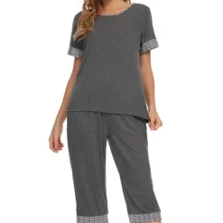 Cheibear Womens Round Neck Pajama Set With Capri Pants Casual Lounge Sleepwear 9 Cheibear Womens Round Neck Pajama Set With Capri Pants Casual Lounge Sleepwear -Cheibear Sales Store GUEST 97611f57 c243 4277 ba2e 3d56347fbe54