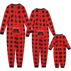Cheibear Christmas Jumpsuits Holiday Long Sleeve Loungewear Plaid Family Pajama Sets Red Plaid -Cheibear Sales Store GUEST 9792e5b4 027d 4f3e 961a 90be6ba8bf18