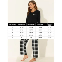 Cheibear Women's Long Sleeve Sleepwear Plaid Pants Nightwear With Pockets Lounge Pajama Sets -Cheibear Sales Store GUEST 988e0341 c64d 4aad a890 e08157fd262f