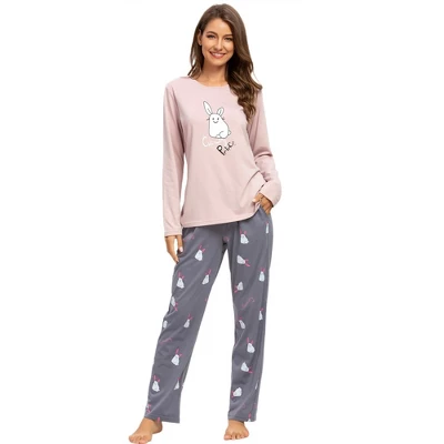 Cheibear Womens Sleepwear Pjs Lounge Round Neck With Pants Nightwear Pajama Set 6 Cheibear Womens Sleepwear Pjs Lounge Round Neck With Pants Nightwear Pajama Set - Image 6
