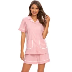 Cheibear Womens SleepwearButton Up Shirt With Shorts Loungewear Pajama Set -Cheibear Sales Store GUEST 9c30b6d5 74e7 4265 840a 31f7ca418f20