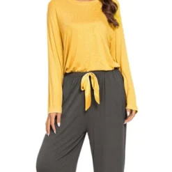 Cheibear Womens Pajama Set Soft Modal Contrast Color Long Sleeve Shirt And Pants Sleepwear 2pcs -Cheibear Sales Store GUEST 9d7d9042 dcc0 4efc 96a5 6a9dff4508db