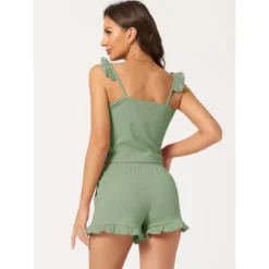 Cheibear Women's Loungewear Cute Ruffle Camisole Tops With Shorts Pajama Sets -Cheibear Sales Store GUEST 9db5a92d 6072 4952 9bde 2b8dd5d90439