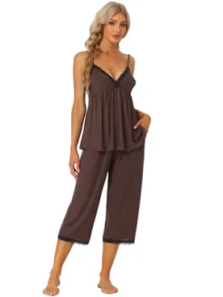 Cheibear Womens Sleepwear Modal V-Neck Camisole With Capri Pants Pajama Set -Cheibear Sales Store GUEST 9ecee878 eb1d 4610 9d17 9cc377ec27cc