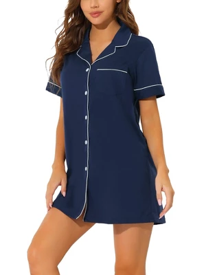 Cheibear Womens Pajama Shirt Dress Button Down Sleep Nightshirt Lounge Sleepwear Nightgowns 1 Cheibear Womens Pajama Shirt Dress Button Down Sleep Nightshirt Lounge Sleepwear Nightgowns