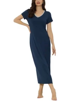 Cheibear Womens Sleepwear Long Pajama Dress With Side Slit Nightshirt Lounge Nightgown -Cheibear Sales Store GUEST a0237fa7 9b81 4e33 8825 9a6422bd30ec
