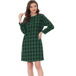 Cheibear Womens Nightgown Sleepshirt With Pockets Lounge Sleepwear Plaid Pajama Dress -Cheibear Sales Store GUEST a0b466e1 3ace 412d b57f d5a3f9ae48c0