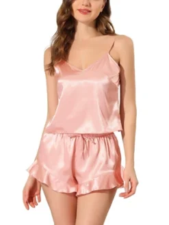 Cheibear Women's Satin Spaghetti Cami Tops Shorts Sleepwear Lounge Sets -Cheibear Sales Store GUEST a43c4a99 50a8 4d6f ab3c 19084519da60