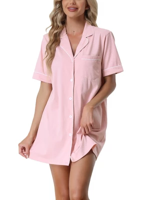 Cheibear Womens Pajama Shirt Dress Button Down Sleep Nightshirt Lounge Sleepwear Nightgowns 8 Cheibear Womens Pajama Shirt Dress Button Down Sleep Nightshirt Lounge Sleepwear Nightgowns - Image 8