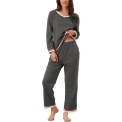 Cheibear Women's Long Sleeve Shirt And Long Pants With Pocket Loungewear 2 Pieces Sleep Sets -Cheibear Sales Store GUEST a758edae 4663 4436 bc9e c944be02ea41