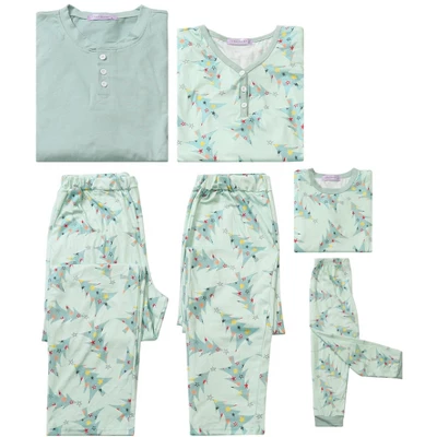 Cheibear Christmas Tree Long Sleeve Tops With Pants Lounge Family Pajama Sets Green 2 Cheibear Christmas Tree Long Sleeve Tops With Pants Lounge Family Pajama Sets Green - Image 2