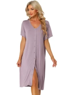 Cheibear Womens Modal Nightshirt Soft Button Down Nightgown Short Sleeve Pajama Sleepshirt -Cheibear Sales Store GUEST a83d4787 afe3 4c8b 8a32 4d486d076b56