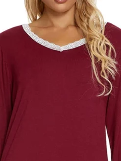 Cheibear Womens Lounge Sets V Neck Lace Nightwear With Pants Loungewear Pajamas -Cheibear Sales Store GUEST aad93076 0331 4902 8693 6eb987d8ffef