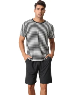 Cheibear Men's Sleepwear Short Sleeve T-Shirt With Shorts Stripe Couple Pajama Sets 11 Cheibear Men's Sleepwear Short Sleeve T-Shirt With Shorts Stripe Couple Pajama Sets -Cheibear Sales Store GUEST b2768f5b cab3 4499 8cc4 7df079fed1dc
